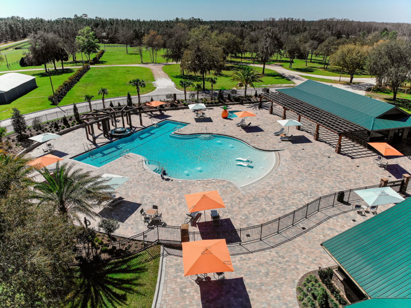 view of pool and pool house at Black Prong Equestrian Village