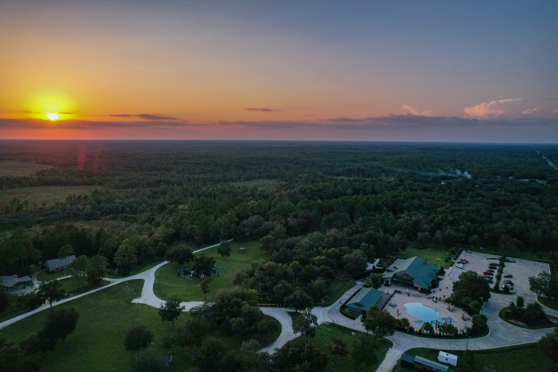 Sunsets over black prong family-friendly florida nature resort
